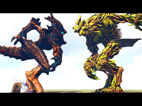RAIJIN vs. DESERT/ICE and FOREST TITAN | ARK Kaiju Battle