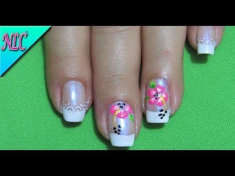 DECORACIÓN DE UÑAS FLORES Y FRANCÉS♥ -COMO HACER FRANCÉS EN LAS UÑAS -FLOWERS NAIL ART -NLC