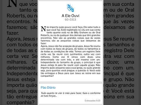 A ELE OUVI #paodiario #williambranham