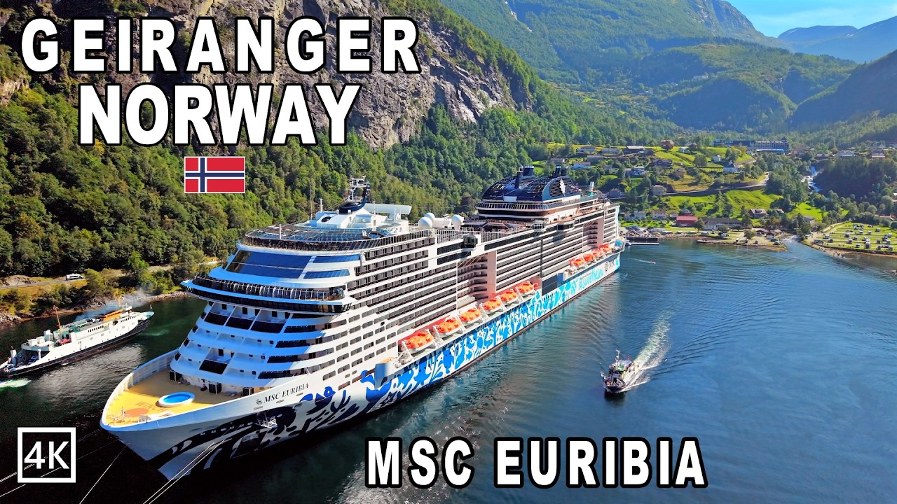 Geiranger Norway 🇳🇴 MSC EURIBIA Enters Geirangerfjord | Epic Norway Cruise Arrival 4K 60 fps