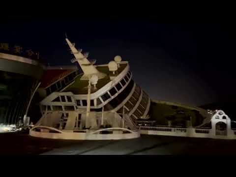 Video Thumbnail: Cruise ship tilts in China as Typhoon Bavi brings high tide