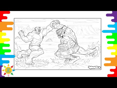 HULK vs ABOMINATION Coloring Page | Epic Hulk  Fight Coloring Page| Tobu - Roots