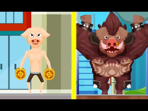 Tough Man! MOST POWERFUL BIG PIG MONSTER EVOLUTION! All Levels! (9999+ Level Pig Bodybuilder!)