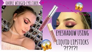HALO EYE WITH OMBRE WINGED EYELINER USING LIQUID LIPSTICK AS EYESHADOW!?! | KIMMI KONTOUR