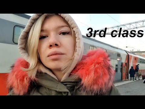 Cheap 2nd class on a Russian train. Russian Railways Double-decker train to Moscow, Russia.