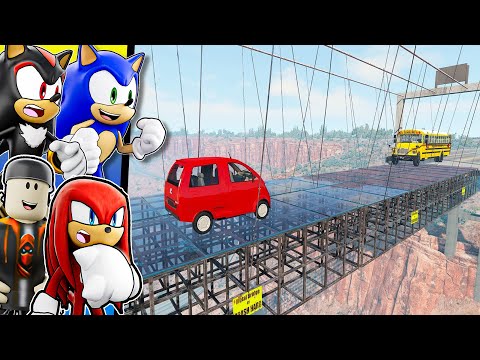 Cars Vs GIANT Glass Bridge! (BeamNG.Drive)