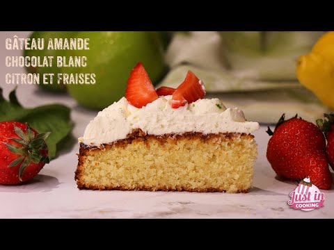 White Chocolate, Almond, Lime and Strawberry Moist Cake