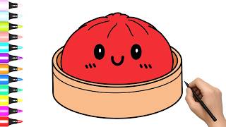 HOW TO DRAW DUMPLING SQUISHY TOY!   EASY STEP BY STEP DRAWING