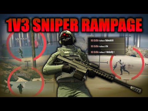 These Tryhards Couldn't Handle My Sniper RAMPAGE In a 1v3 Beach War In GTA Online!