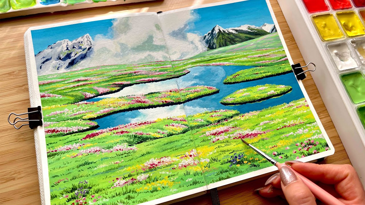 Gouache Painting of Howl's Moving Castle Scene From Studio Ghibli✨Paint With Me