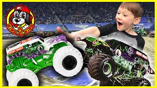 Monster Jam Toy Trucks - GRAVE DIGGER At Home Father-Son CHALLENGE (ft. Evan Storm &amp; Griff&#39;s Garage)