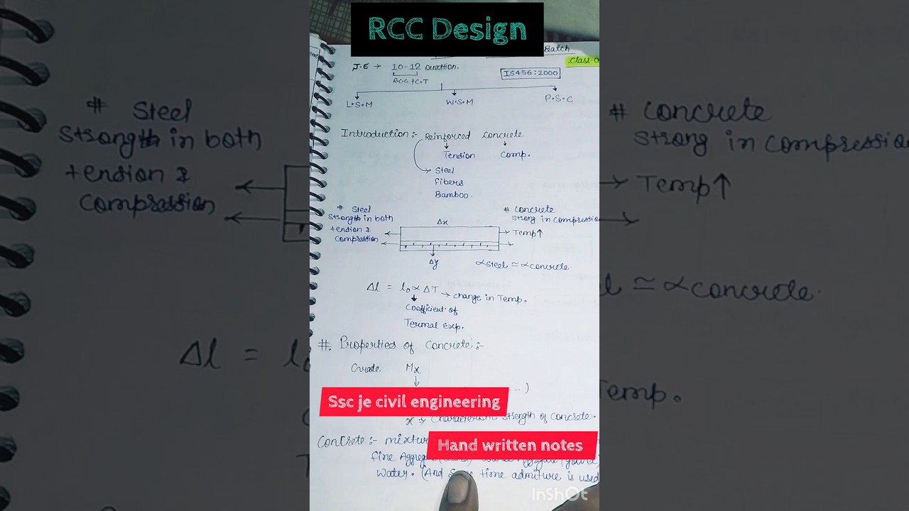 RCC 💖 Reinforced Cement Concrete Complete Notes 📚#rcc #civilengineering #sscjecivilengg #shorts#ssc
