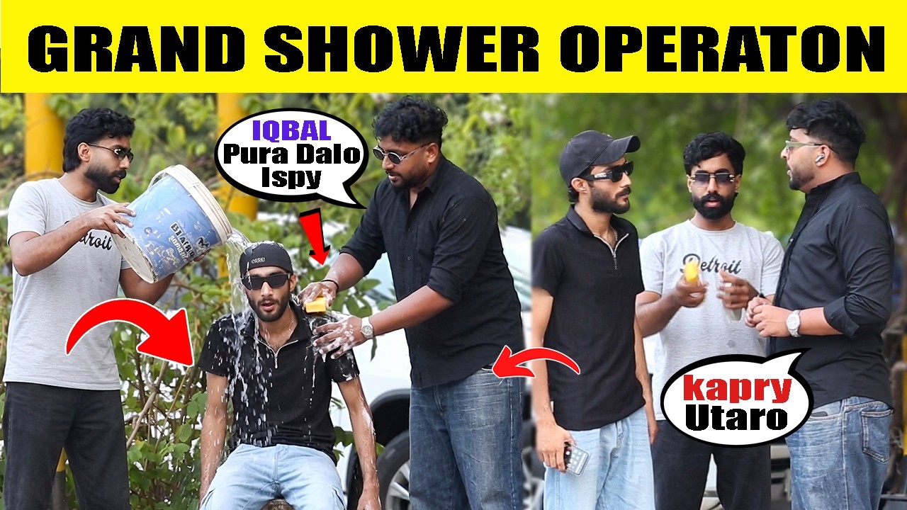 Grand Shower Operation Prank in Public 🤣 || by Sharik & Iqbal Malik