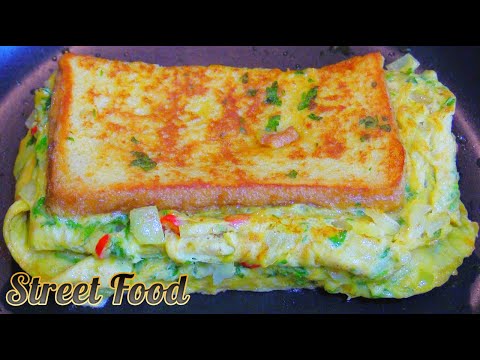 Street Food at Home : Breakfast Bread Omelet Recipe : Spicy🌶😋
