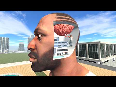 Franklin Enter Giant Franklin's Head and Control His Brain in Indian Bike Driving 3D