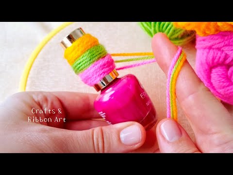 It's so Beautiful !! Superb Flower Craft Idea with Wool-New and Unique Hand Embroidery Flower Design