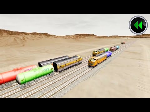 Reverse Four Train vs Impossible Rail Crossing Four - BeamNG Drive - reverse beamng drive