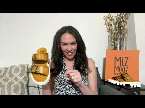 Miz Mooz Leather Buckled Two Band Slide Sandals - Peyton on QVC