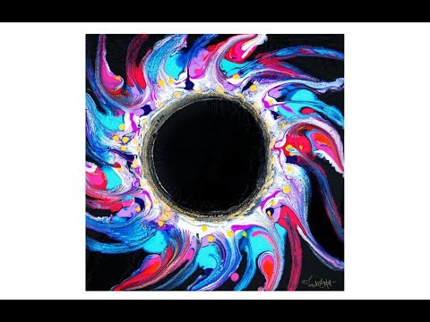#6055 Black Hole Corona  Ball Chain Created, Fluid Acrylic Pouring-10.22.19