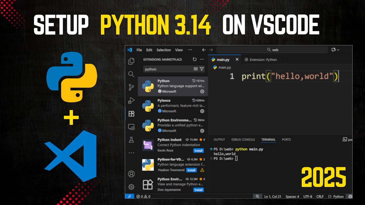 How to set up Python 3.14 in Visual Studio Code on Windows (2025)