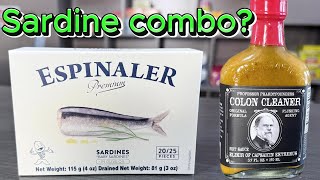 Quite the sardine experience! 😅Espinaler baby sardines & colon cleaner hot sauce 🔥