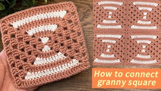 How to connect granny square,crochet joining square tutorial