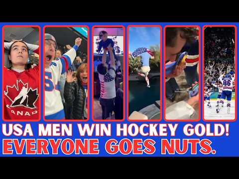 🇺🇸🏒 USA Hockey Wins Gold Against Canada in Overtime! Everyone Goes Nuts 🇨🇦💔(Wild fan reactions)