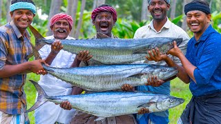 3 BIG FISH FRY | Streaked Spanish Mackerel Fish Fry Recipe Cooking In Village Vanjaram Meen Varuval