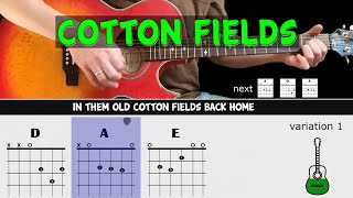 COTTON FIELDS - CCR - Guitar lesson - Acoustic guitar (with chords &amp; lyrics)