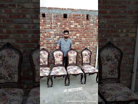 Walnut wooden carved dining chair, for home, set size: set o...