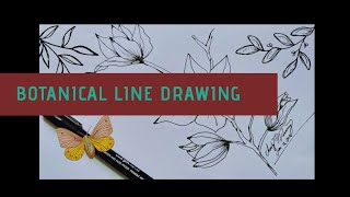 Botanical Line Drawing for Beginners | How to create simple leaves and flowers | Ep.1