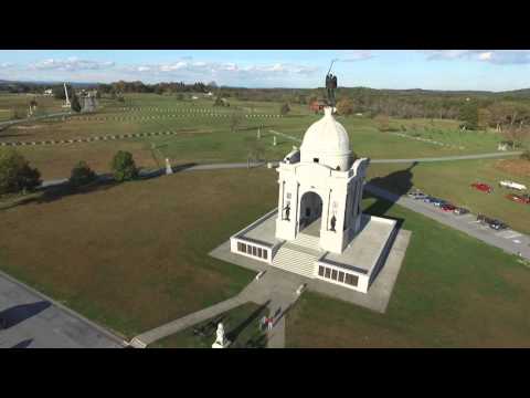 Phantom 3 Drone - Arial view of Gettysburg, PA - Roundtop - Monuments