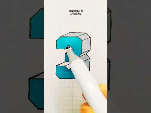 3d drawing number 3 #shorts