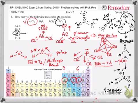 RPI CHEM 1 Exam 2 01-03 Spring 2015 molecule shape hybrid