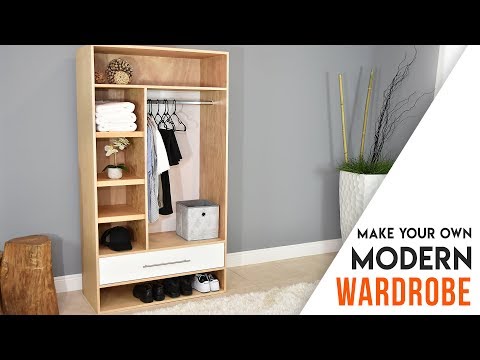 Part of a video titled DIY CLOSET // MODERN Wardrobe with a drawer - YouTube