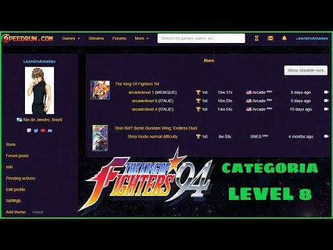 [W.R] WORLD RECORD KOF94 CATEGORIA LEVEL 8 SPEEDRUN 16:29MIN