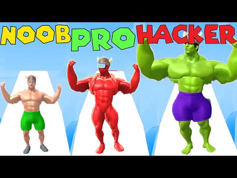 NOOB vs PRO vs HACKER in Muscle Rush (Level 81 - 93 )