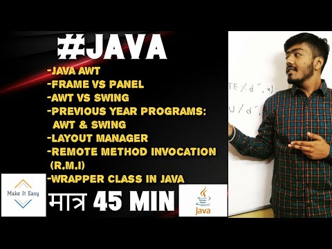 Java:AWT, SWING, FRAME vs PANEL, Layout Managers, Remote Method Invocation (R.M.I), Wrapper Class