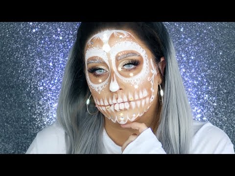 Sugar Skull Makeup Tutorial | White Glam Sugar Skull Makeup | 31 Days of Halloween