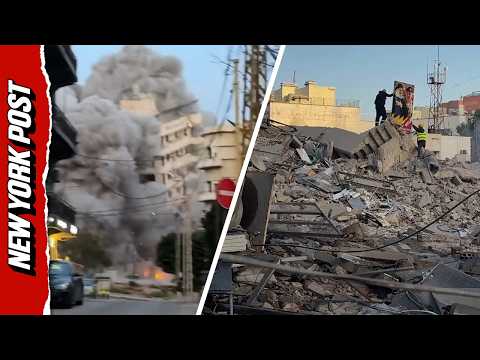 Dramatic Moment Beirut Building Collapses From Israeli Strike