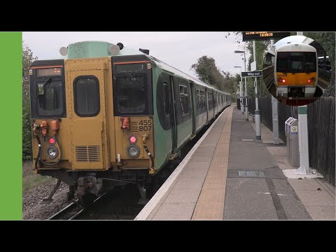 Class 455 departs Epsom Downs