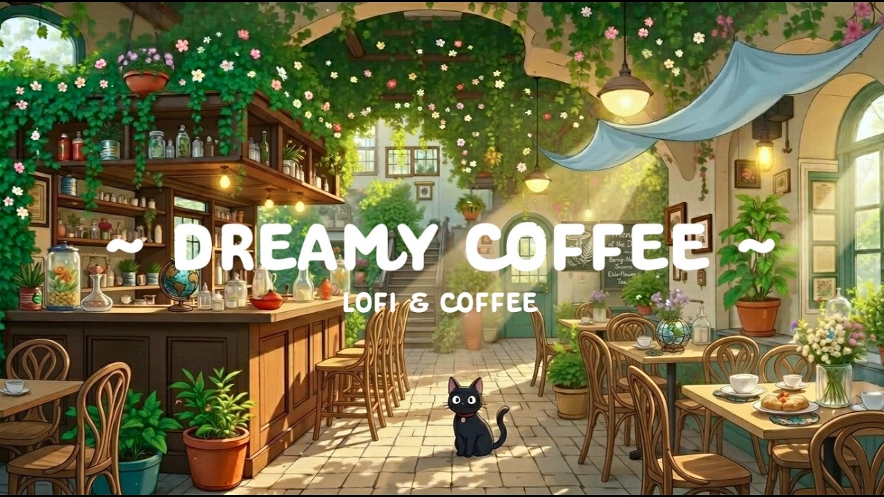 Dreamy Morning Chill Coffee ⛅ Quiet Relax in Garden Cafe Shop 🌼 Lofi Hip Hop for Study & Work