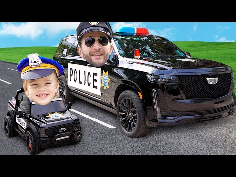 Chris rides on toy police car - Kids stories about good behavior and rules