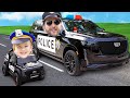 Chris rides on toy police car - Kids stories about good behavior and rules
