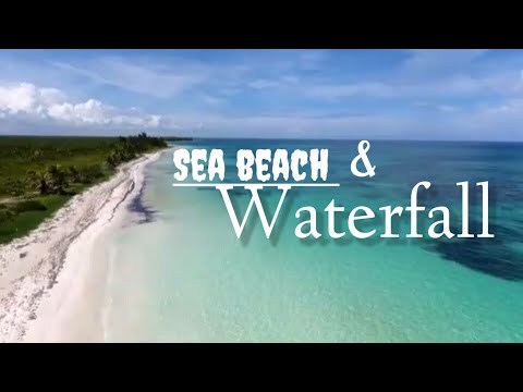 Natural beautiful sea beach and waterfall scen ......