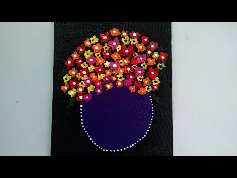 Beautiful Flower Vase Acrylic Painting|||Flower Vase Painting|| Canvas|Tasneem's Creativity