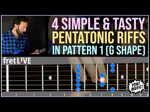 4 Easy & Tasty Starter Riffs for Soloing in Pentatonic Scale Pattern 1 (G Shape in CAGED)