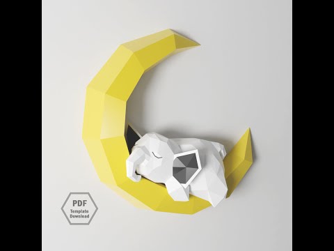 Elephant on moon Papercraft Pepakura by swastik3d