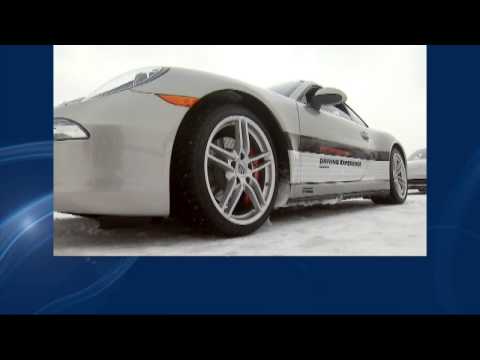 Practicing winter driving in a Porsche