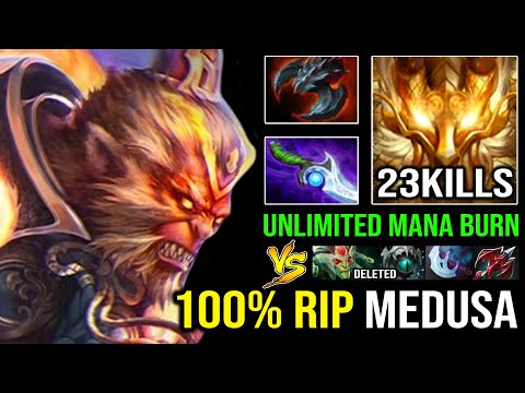How to 100% DELETE Pro Medusa with Unlimited Mana Burn Diffusal Monkey King OP Jingu Stack Dota 2